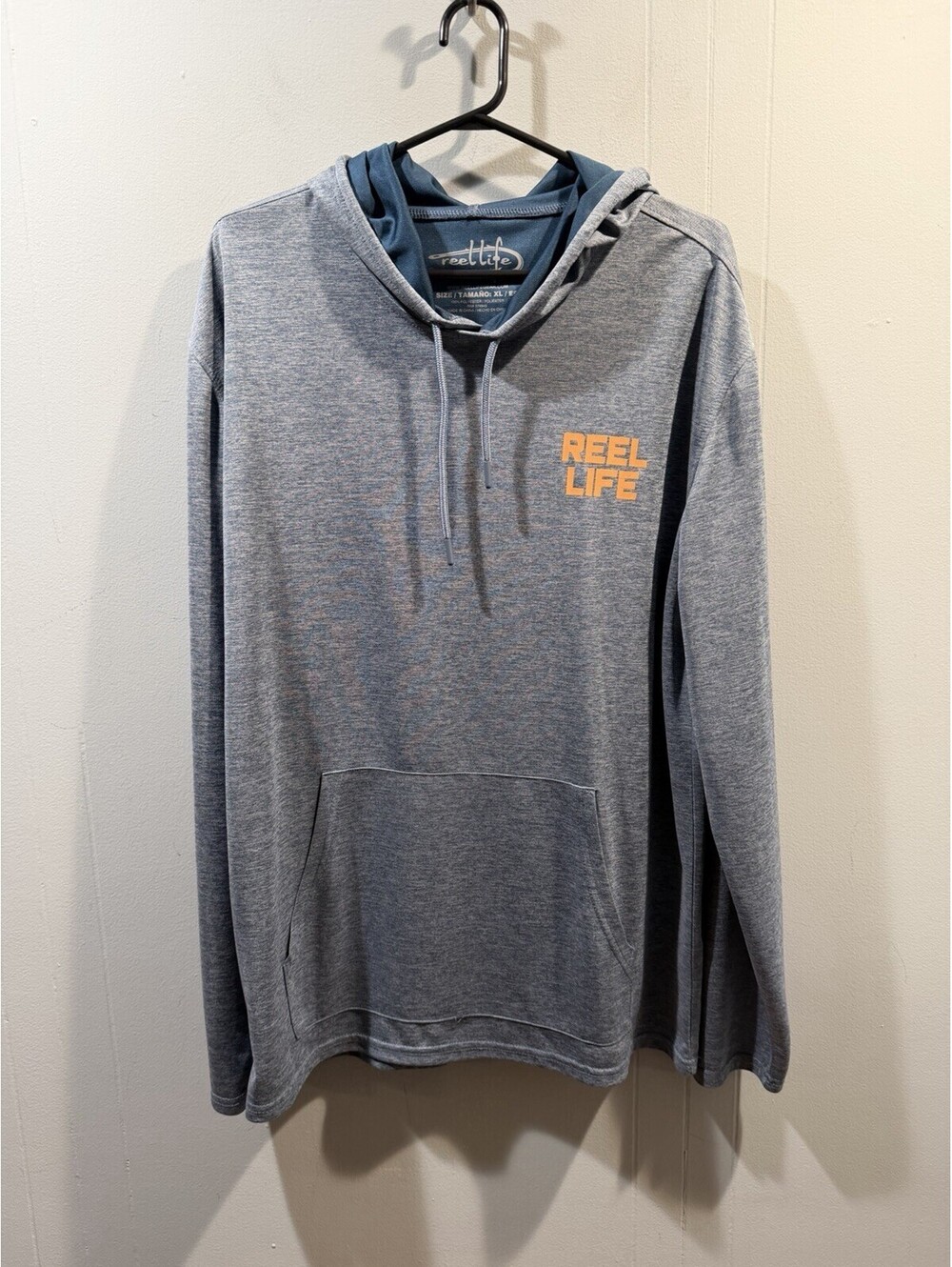 Mens Reel Life Pullover Hoodie Size XL Blue